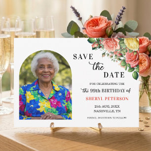 Reserve A Data Festa de Aniversário de 99 Anos com Flores e Foto