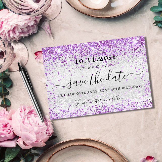 Reserve A Data Festa de aniversário violeta violeta roxa (Criador carregado)