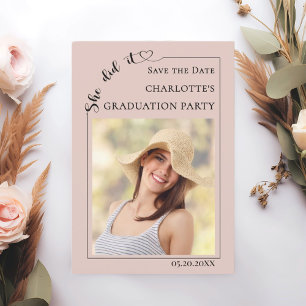 Reserve A Data Festa de formatura Save the Date Rosa Bege Foto