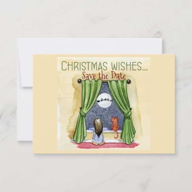 Reserve A Data Festa de Natal Deseja Crianças e Gatinhos (Frente)