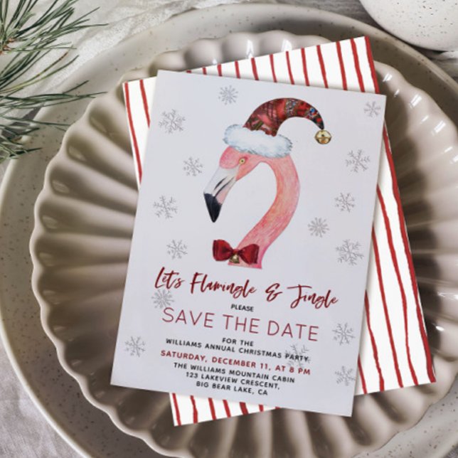 Reserve A Data Festa de Natal Kitsch Flamingo Salve a Data (Criador carregado)