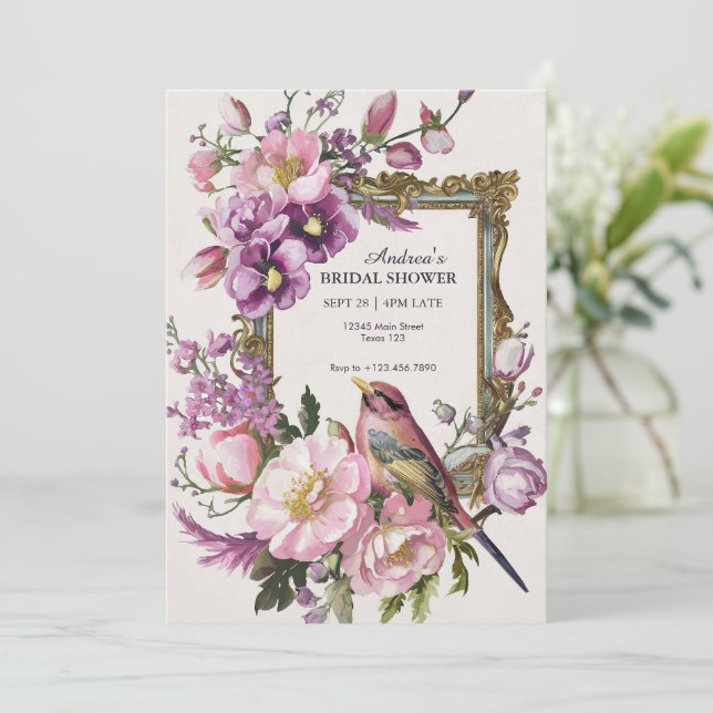 Reserve A Data Festa de noivado com flores em aquarela rosa e pás (Em pé/Frente)