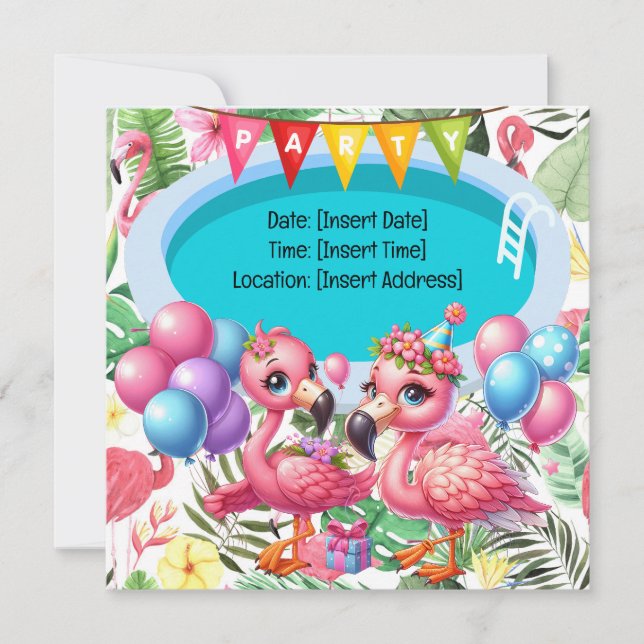 Reserve A Data Festa de Piscina Flamingo! (Frente)