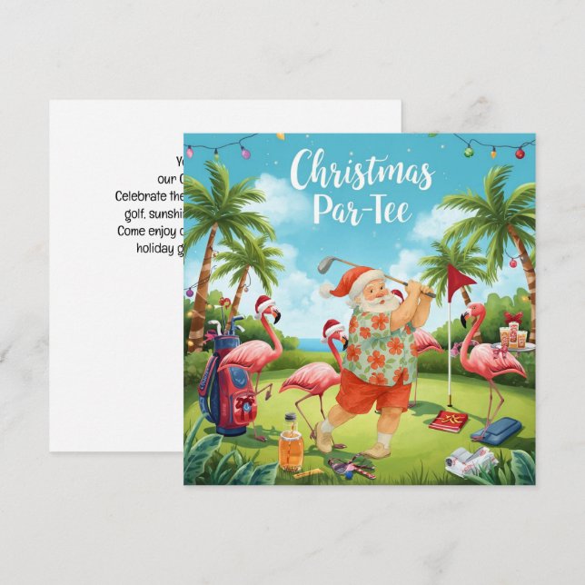 Reserve A Data Festa de tee de golfe Papai Noel Flamingo de Natal (Frente/Verso)
