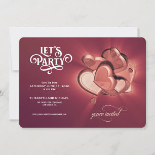 Reserve A Data Festa de Vamos! Rosa Dourado Corações Guardar A