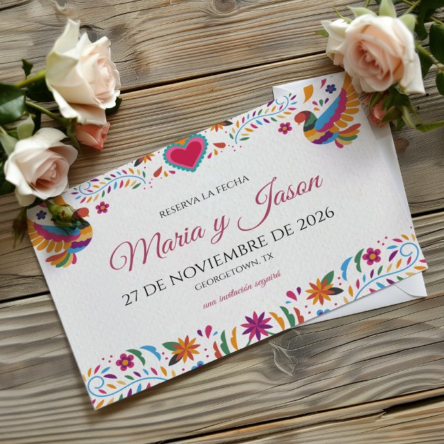 Reserve A Data Fiesta Colorful Flowers Botanical Spanish Wedding (Fiesta Colorful Flowers Botanical Spanish Wedding Save The Date)
