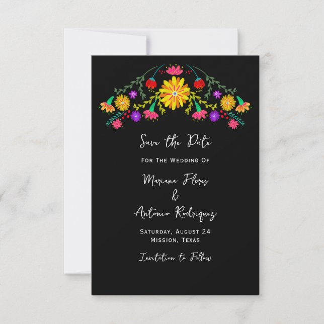 Reserve A Data Fiesta Mexicana Floral Save The Date (Frente)