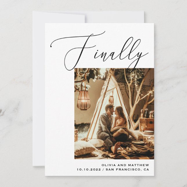 Reserve A Data Finalmente, casamento de fotos brancas e pretas el (Frente)