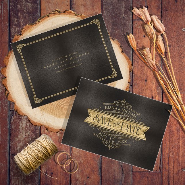 Reserve A Data Fine Filigree Dourado Wedding ID871 (Criador carregado)