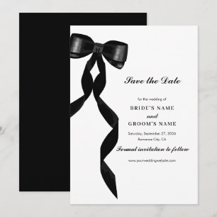 Reserve A Data Fita Formal Preta de Arco Forma Casamento
