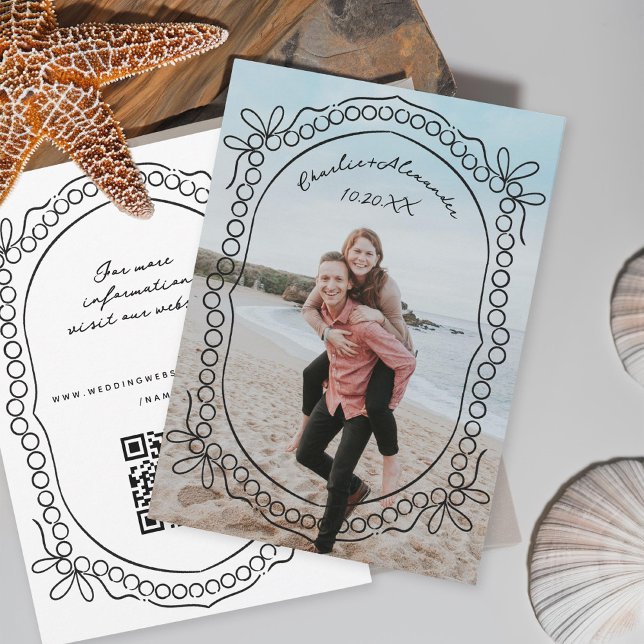 Reserve A Data Fitas e pérolas de caneta e tinta (Criador carregado)