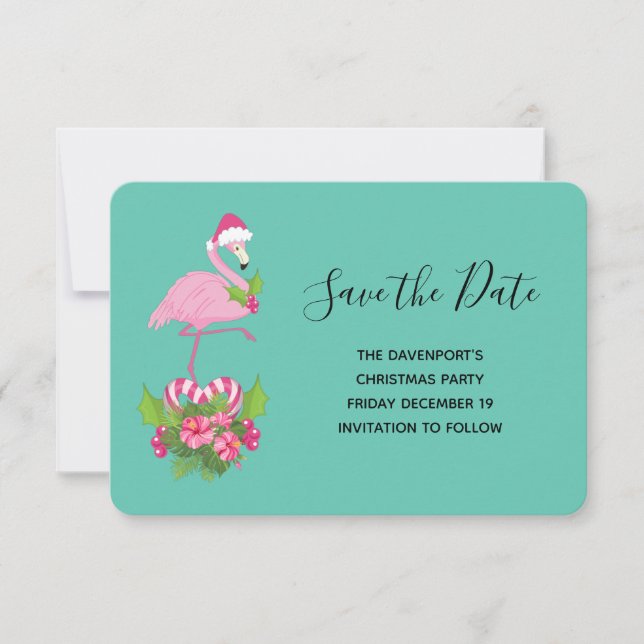 Reserve A Data Flamingo cor-de-rosa no Natal Whimsso de Santa Hat (Frente)