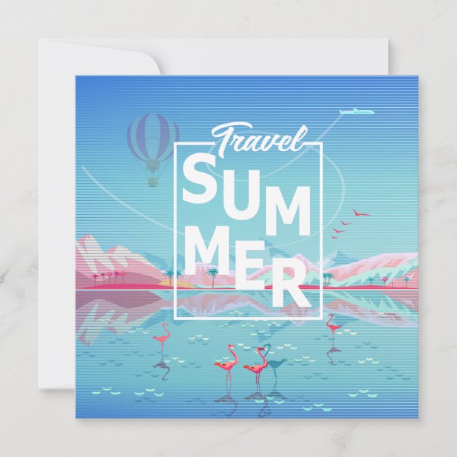 Reserve A Data Flamingo, Viagem mágico, Summer Tropical Sea Beach (Frente)