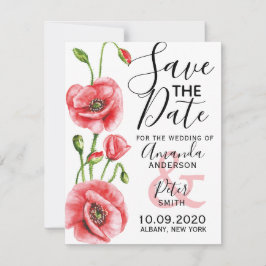 Reserve A Data Flanders Poppy Elegant Watercolor Casamento