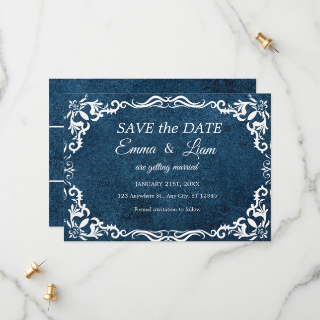 Reserve A Data Flat Save The Date Card (Frente/Verso In Situ)