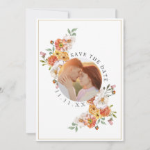 Flat Save The Date Card Custom Photo floral