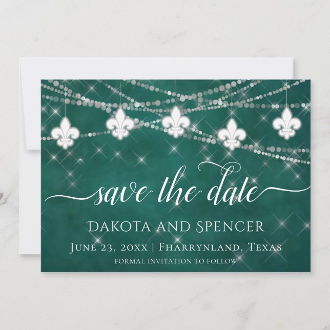 Reserve A Data Fleur de Lis Green Lights | Casamento Negrito (Frente)