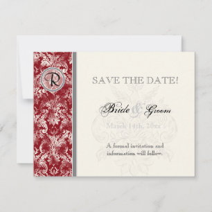 Reserve A Data Fleur di Lys Damask - Wine Save the Date Card