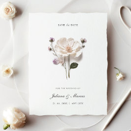 Reserve A Data Flor Chic Prensada Branca Elegante