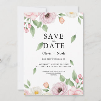 Reserve A Data Flor de Anêmona Elegante Folhas Caindo Casamento S