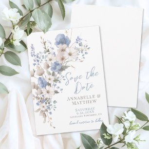 Reserve A Data Flor de Campo Elegante Casamento Floral Azul