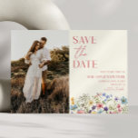 Reserve A Data Flor de Campo Flor Silvestre Jardim Floral Foto Ca<br><div class="desc">Este é um cartão de aviso de casamento com foto personalizada de flor silvestre,  jardim floral e foto!</div>