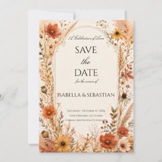 Reserve A Data Flor de Campo Outonal Elegante