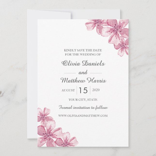 Reserve A Data Flor de cerejeira rosa da primavera. Casamento flo (Frente)