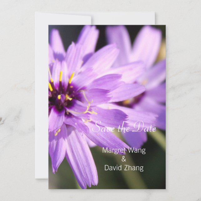 Reserve A Data Flor de margarida roxa elegante e bonito, salvar a (Frente)