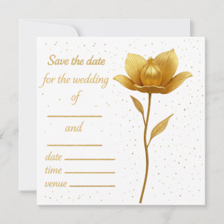 Reserve A Data Flor De Ouro Elegante Salve A Placa De Data