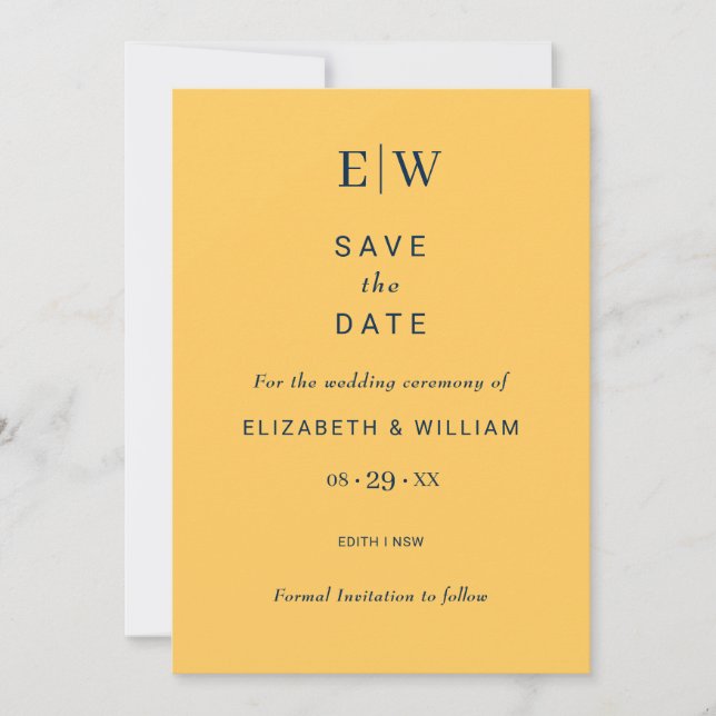 Reserve A Data Flor de Raios Simples Elegante com Casamento Monog (Frente)