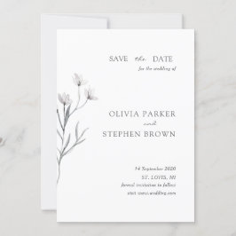 Reserve A Data Flor desenhada à mão. Casamento Branca Simples Mod