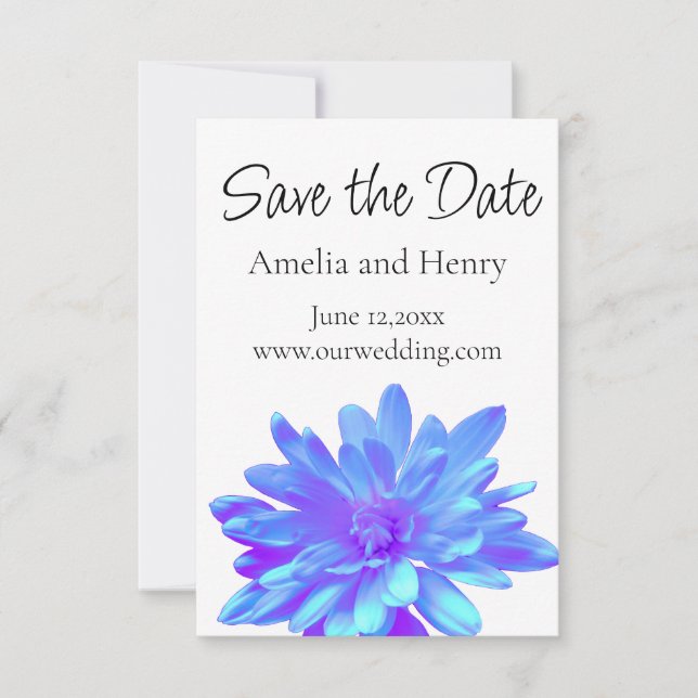 Reserve A Data Flor elegante azul roxo (Frente)