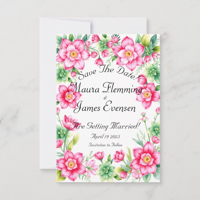 Reserve A Data Flor Rosa Flat Salve A Placa Date (Frente)