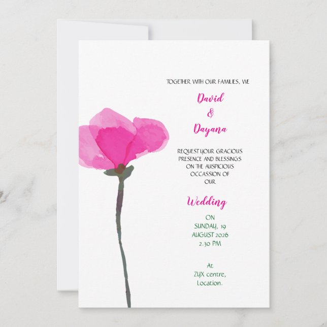 Reserve A Data Flor simples (Frente)