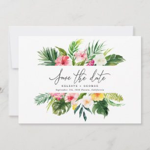 Reserve A Data Flor tropical em aquarela para salvar a data