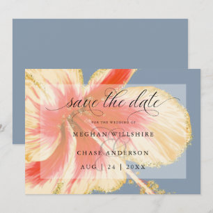 Reserve A Data Flor Tropical Escarlate e Amarela Aquarela Salvo