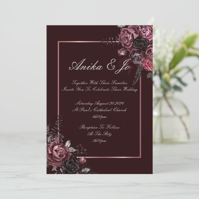 Reserve A Data florais burgundy casamento de outono (Em pé/Frente)