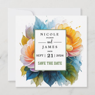 Reserve A Data Floral Aquarela Chique