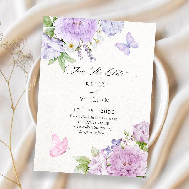 Reserve A Data Floral bloom butterflies wedding (Criador carregado)