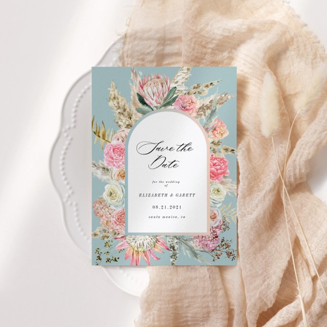 Reserve A Data Floral Boêmian Moderno Salve A Placa Date (Criador carregado)