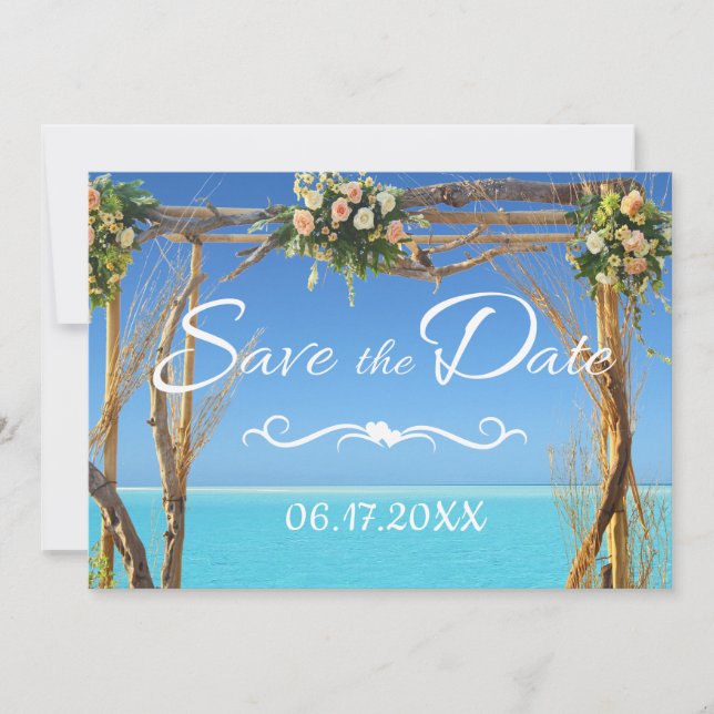 Reserve A Data Floral Boho Summer Beach Casamento Salve a Data (Frente)