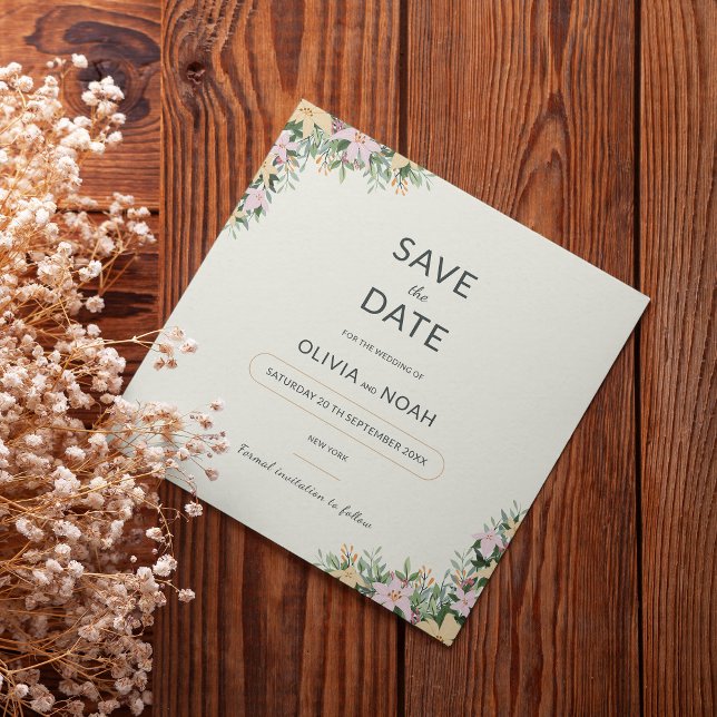 Reserve A Data Floral boho wedding save the date (Criador carregado)