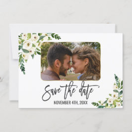 Reserve A Data Floral Branca Fotografia Save The Date