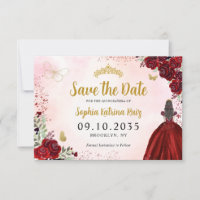 Floral Burgundy Dourada Princesa Birthday Quincean