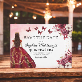 Reserve A Data Floral Burgundy Salve a Data Aniversário Quinceane