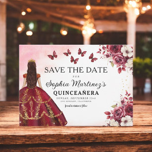 Reserve A Data Floral Burgundy Salve a Data Aniversário Quinceane