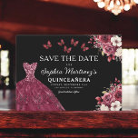 Reserve A Data Floral Burgundy Salve a Data Aniversário Quinceane<br><div class="desc">Anuncie sua quinceañera em estilo com a Floral Burgundy Salve o Convite de Aniversário. Este elegante design apresenta matizes robustos, enfeitados com delicados sotaques florais, perfeitos para uma celebração de eterno e regal. O layout sofisticado fornece todos os detalhes importantes, garantindo que seus convidados marquem seus calendários para o dia...</div>