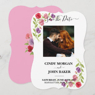 Reserve A Data Floral Casamento Save The Date - Ervilha-de-cheiro