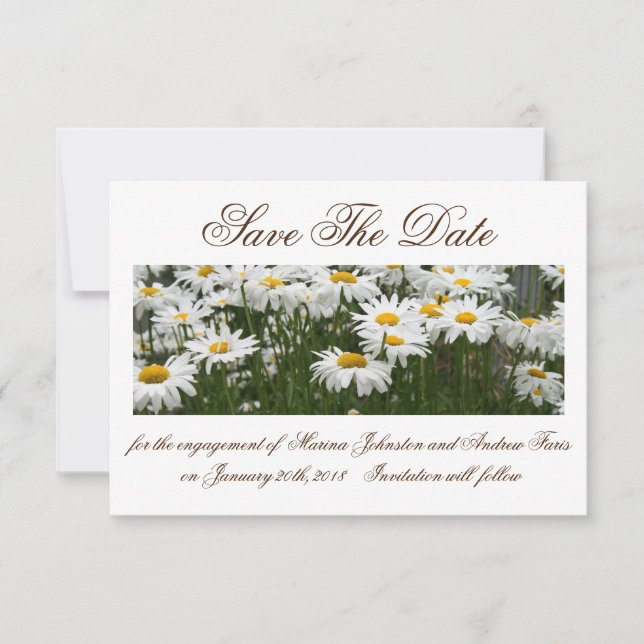 Reserve A Data Floral Daisies save The Date Invitation (Frente)